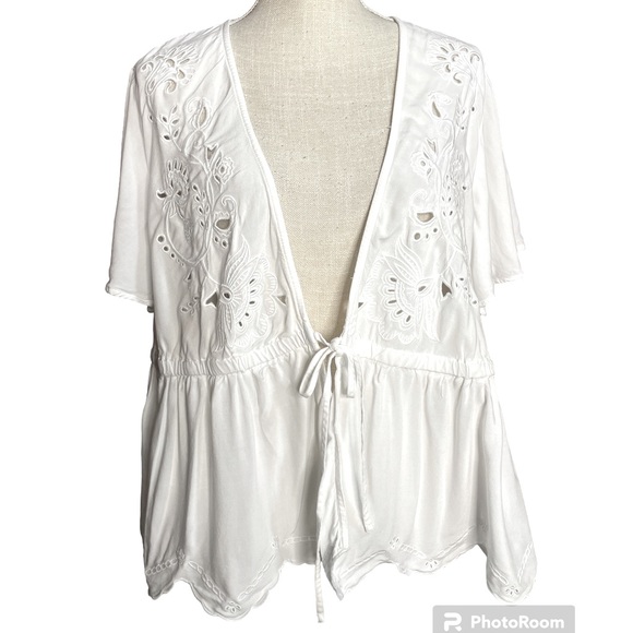 torrid Jackets & Blazers - Torrid Floral Eyelet 100% Rayon Cover Up